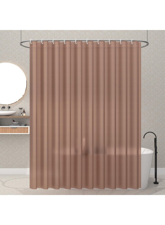 Kuber Industries Kuber Industries Shower Curtains for Bathroom | Waterproof Curtains with Hooks | PVC Self Lining Design Curtain | 7 Feet | Brown  - Image 1