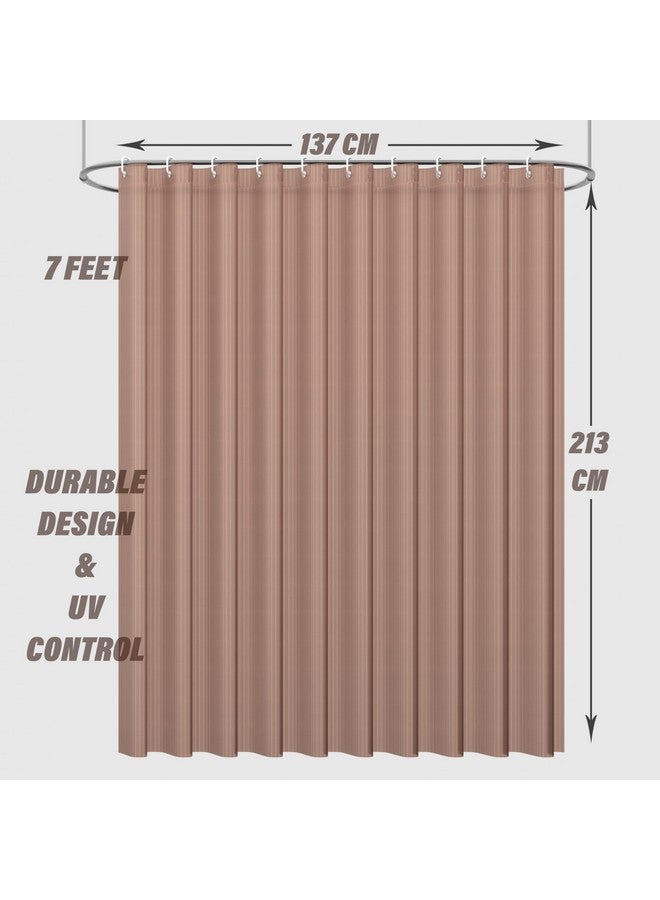 Kuber Industries Kuber Industries Shower Curtains for Bathroom | Waterproof Curtains with Hooks | PVC Self Lining Design Curtain | 7 Feet | Brown  - Image 3