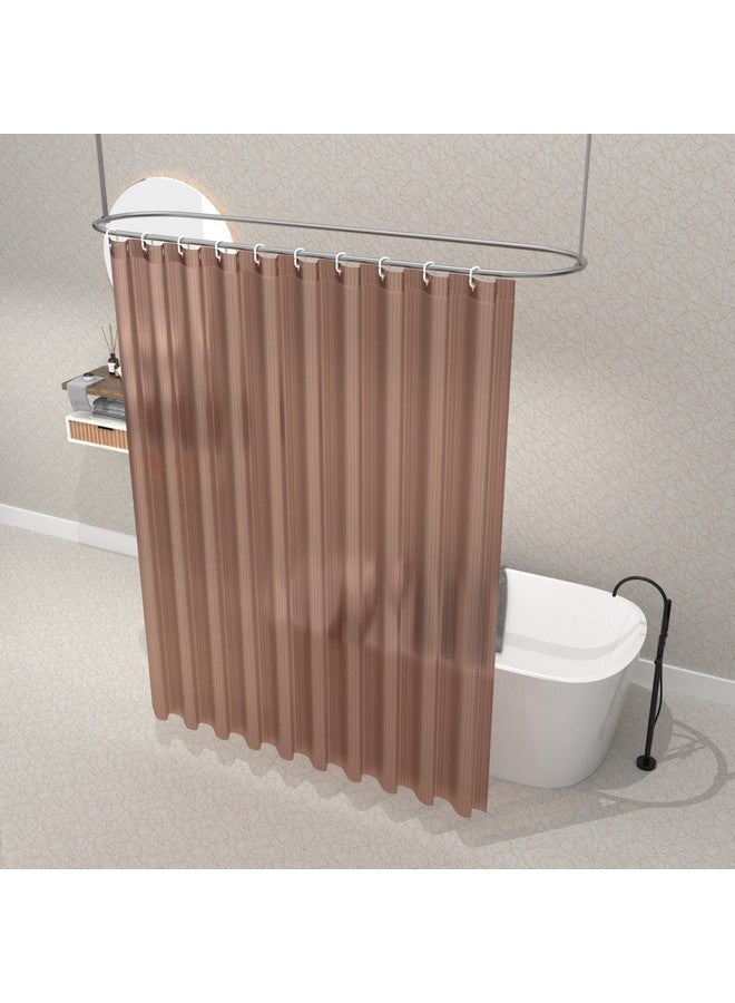 Kuber Industries Kuber Industries Shower Curtains for Bathroom | Waterproof Curtains with Hooks | PVC Self Lining Design Curtain | 7 Feet | Brown  - Image 2