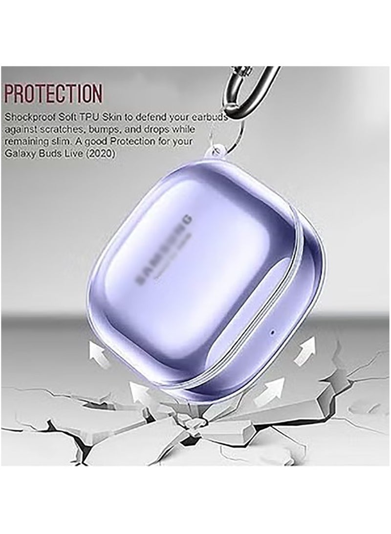 Compatible Samsung Galaxy Buds FE Case (2023) / Galaxy Buds 2 Pro Case (2022) / Galaxy Buds 2 Case (2021) / Galaxy Buds Pro Case (2021) / Galaxy Buds Live (2020) Clear Soft TPU Shockproof Case Protective Cover for Samsung Earbuds with Keychain&Cleaner Kit -(Clear) - Image 4