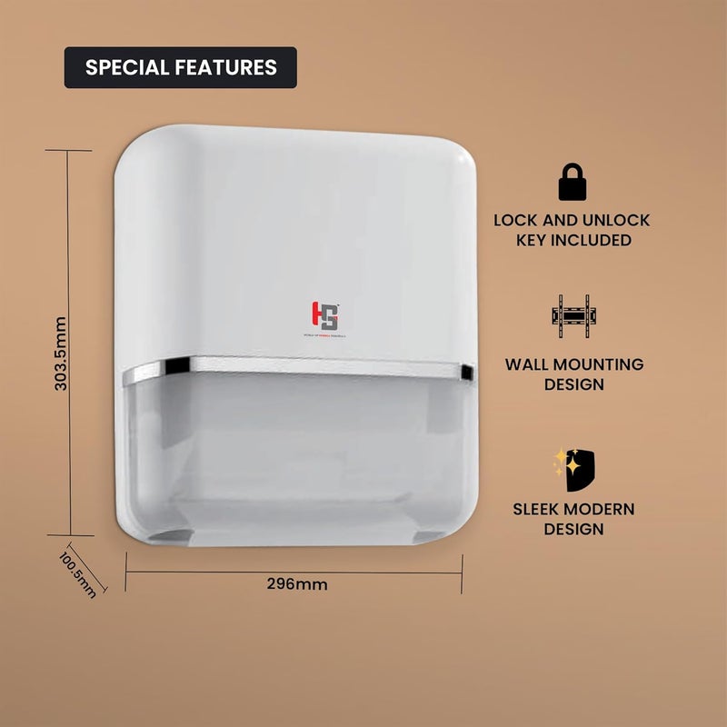 HS WORLD OF HORECA ESSENTIALS HS Manual Auto Cut Toilet Paper Dispenser Durable ABS Easy Refills Ideal for HRT Paper WallMounted Commercial Grade - Image 2