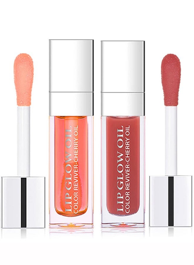 Alisesun 2 Set Lip Oil Hydrating Tinted Lip Balm, Plump Lip Gloss Lip Care Transparent Toot Lip Oil Tinted, Nourishing Repairing Lightening Lip Lines Lip Care Products (Pink/Rosewood) - Image 1