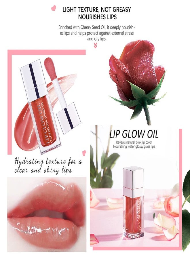 Alisesun 2 Set Lip Oil Hydrating Tinted Lip Balm, Plump Lip Gloss Lip Care Transparent Toot Lip Oil Tinted, Nourishing Repairing Lightening Lip Lines Lip Care Products (Pink/Rosewood) - Image 4