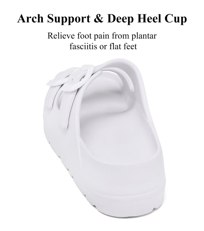 Haifago Women's White Sandals with Arch Support, Platform Summer Sandal for Women 2026 Comfortable Adjustable Straps Slip-on Slides - Image 5