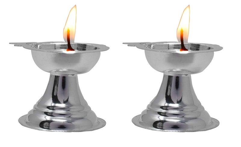 PRD CARATCAFE Pure Silver 925 Diya/Deepak Pair for Diwali Puja (2 Pcs) Silver Gift Article - Image 1