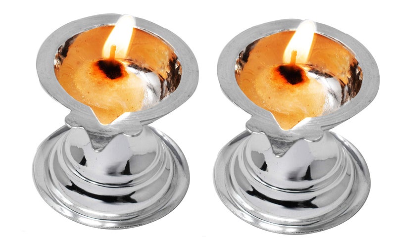 PRD CARATCAFE Pure Silver 925 Diya/Deepak Pair for Diwali Puja (2 Pcs) Silver Gift Article - Image 2