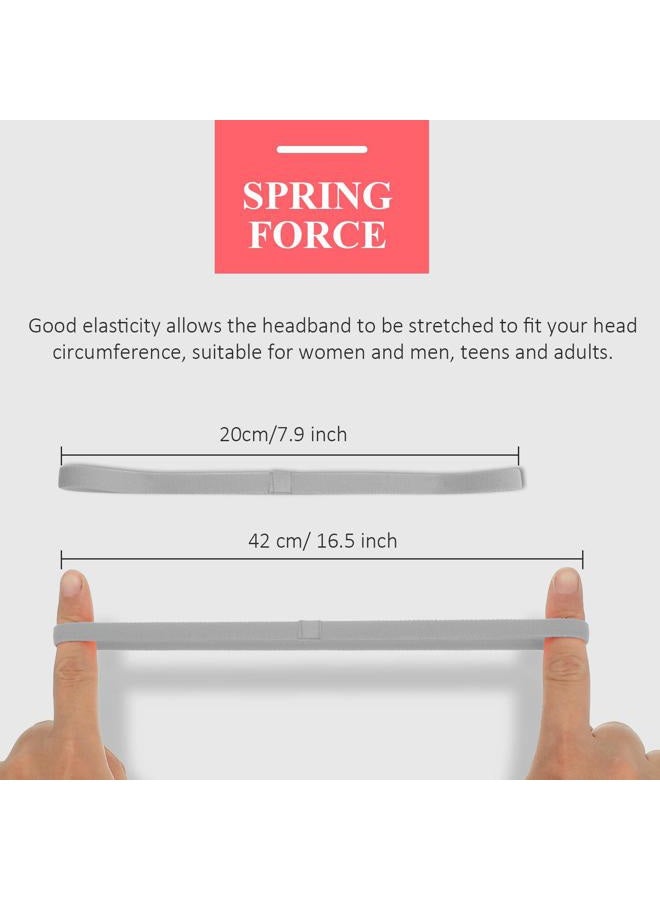 Bememo 4 Pieces Elastic Sports Headbands Thick Non-Slip Hair Bands for Women and Men (Black, Grey, White) - Image 2