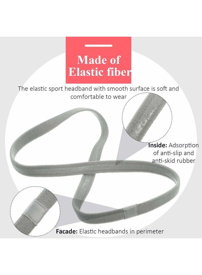 Bememo 4 Pieces Elastic Sports Headbands Thick Non-Slip Hair Bands for Women and Men (Black, Grey, White) - Image 3