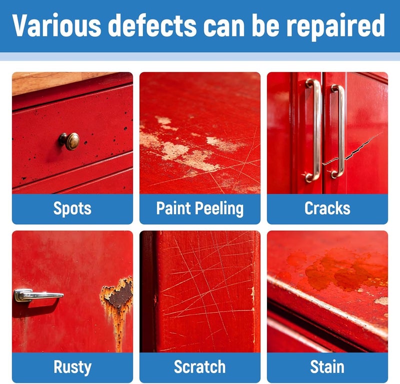 SENVEN Red Paint Multi Surface Apple Red Touch Up Paint Repair for Wall,Door,Cabinets,Wood,Furniture, Appliance,Tile,Porcelain,Touch Up Paint Pen for Refrigerators,Washers,Dishwashers,Microwave,Oven - Image 2