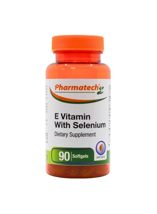 PHARMATECH Vitamin E as dl-Tocopheryl Acetate and d-Alpha-Tocopherol Plus Selenium, Antioxidant Supplement, Immune Support, Supports Healthy Skin, Gluten-Free, Non-GMO, 90 softgels Made in USA - Image 1