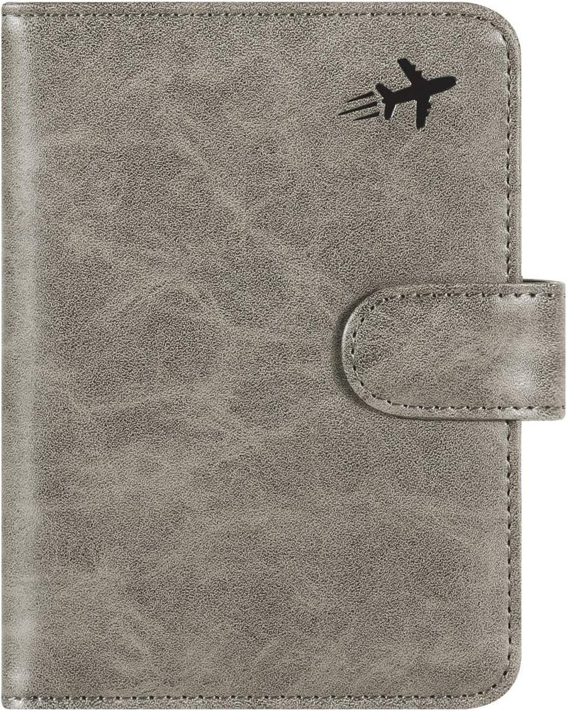 PASCACOO Passport Holder Cover Wallet RFID Blocking Leather Card Case Travel Accessories for Women Men (#Grey) - Image 1