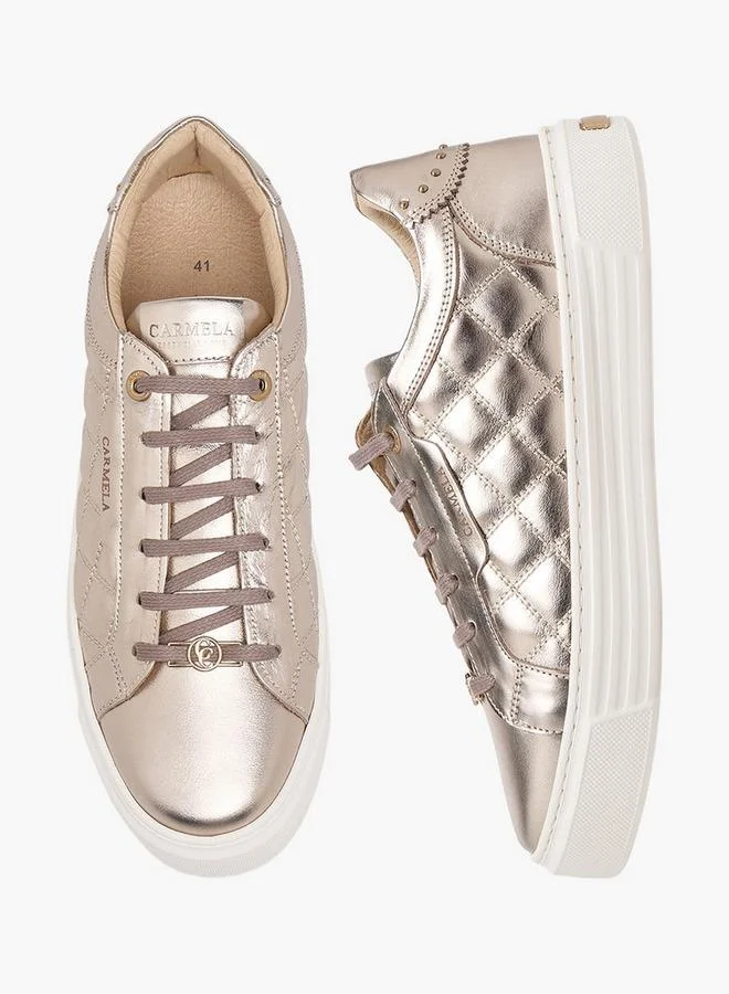 Carmela BRONZE Women Quilted Leather Ankle Sneakers for Women | Best Price UAE