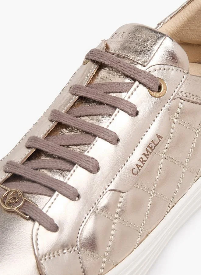 Carmela BRONZE Women Quilted Leather Ankle Sneakers for Women | Best Price UAE