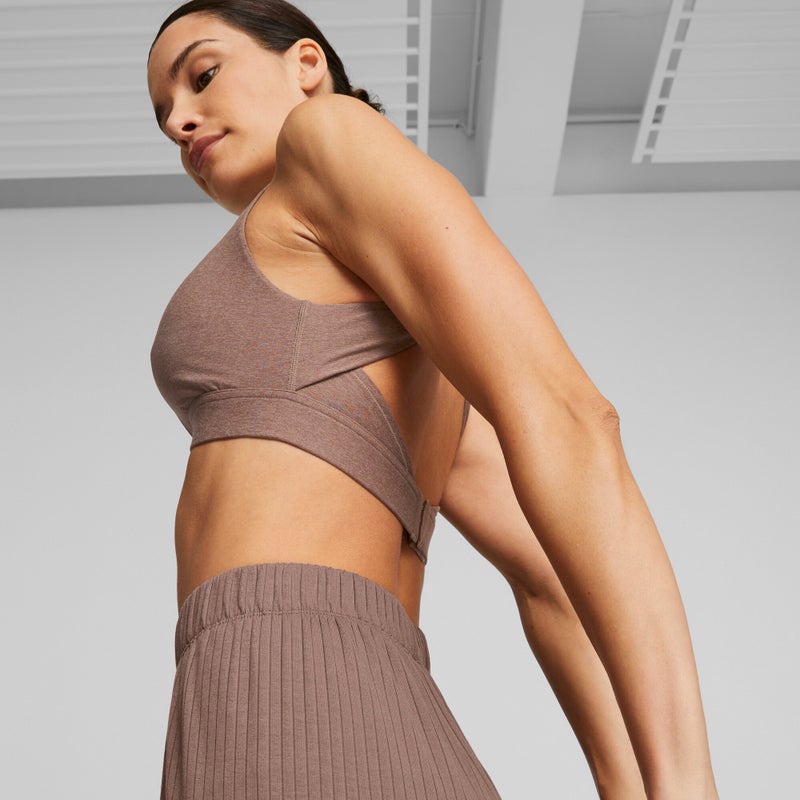 PUMA Yogini Mid Impact Crossover Womens Brown Training Bra - Image 4