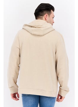 CROSSHATCH Men Embroidered Long Sleeves Hooded Sweatshirt, Beige  - Image 3