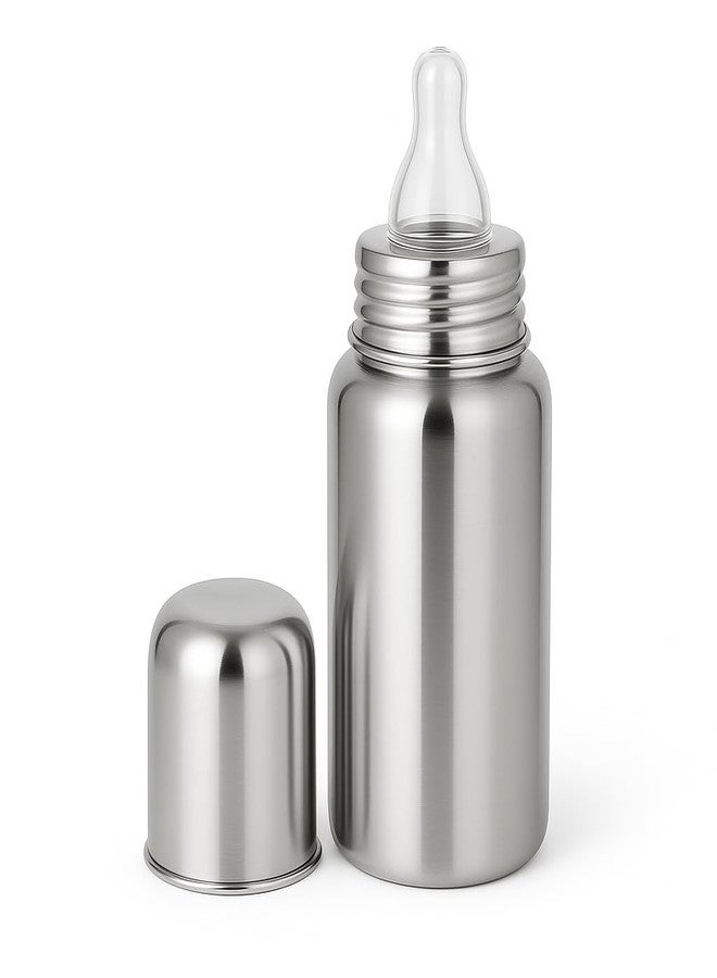 Cuteably Premium Stainless Steel Baby Bottle | Anti-Colic Wide Mouth Bottle | BPA-Free, Rust-Free Baby Bottle (300 ML) - Image 1