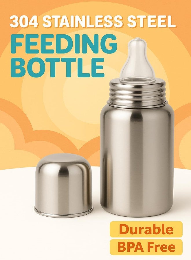 Cuteably Premium Stainless Steel Baby Bottle | Anti-Colic Wide Mouth Bottle | BPA-Free, Rust-Free Baby Bottle (300 ML) - Image 2