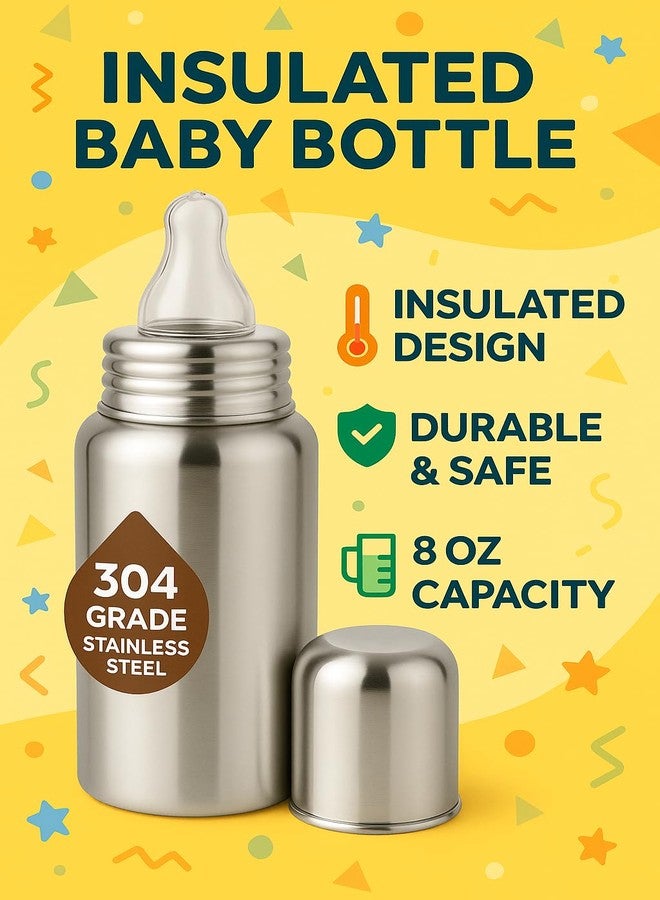 Cuteably Premium Stainless Steel Baby Bottle | Anti-Colic Wide Mouth Bottle | BPA-Free, Rust-Free Baby Bottle (300 ML) - Image 5