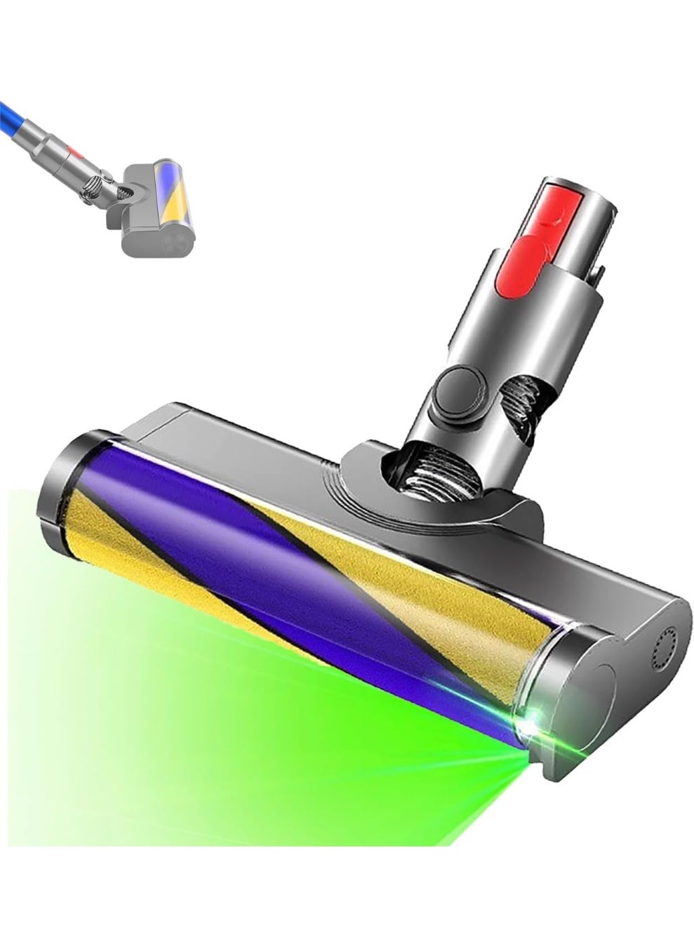 Updated Dust Detect Vacuum Attachments for Dyson V15 V11 V10 V8 V7 Cleaner, Hardwood Floor Head Soft Roller Brush Replacement Accessories Part with Optical Green Light–Enhanced Power, Speed, Lifespan