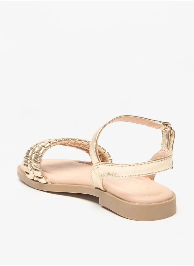 MISSY Girls Textured Flat Sandals With Hook And Loop Closure