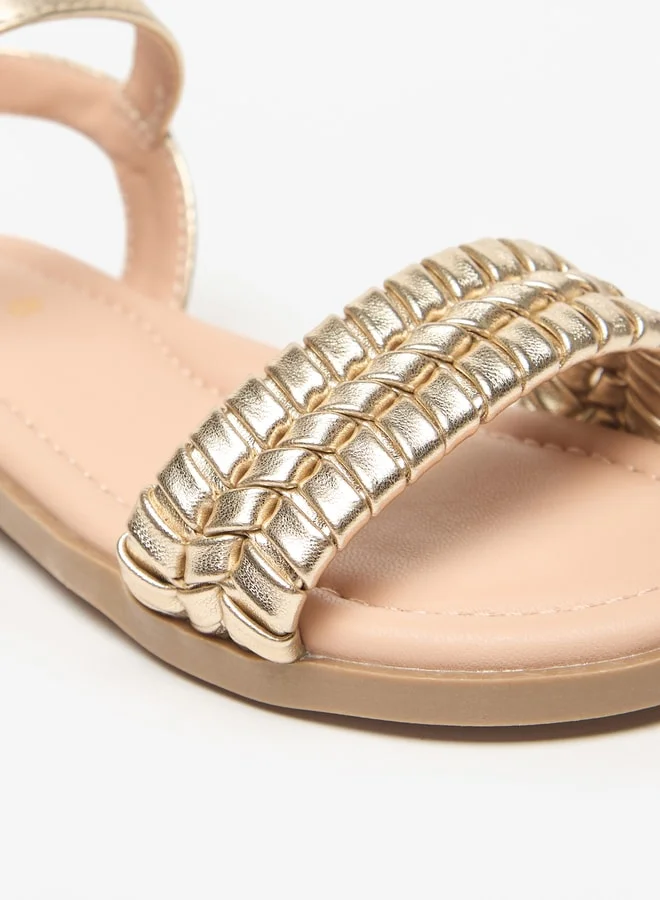 ميسي Girls Textured Flat Sandals With Hook And Loop Closure