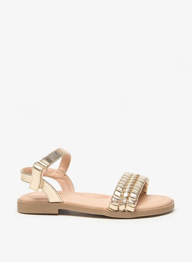 ميسي Girls Textured Flat Sandals With Hook And Loop Closure