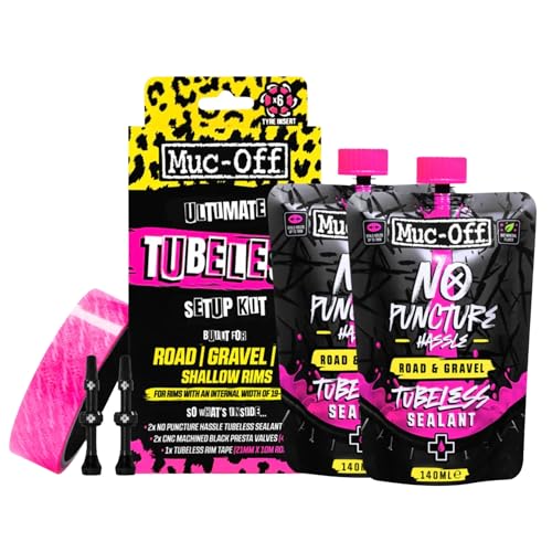 Muc Off Muc-Off Ultimate Tubeless Setup Kit, Road/Gravel/CX 44mm - Tubeless Conversion Kit for Bikes - Includes Tubeless Tire Sealant and Tubeless Valve Stems - Image 1