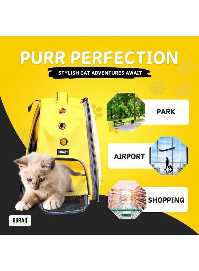 BURAQ Pet Transparent Cat & Small Dog Puppy Kitty Shihtzu Carriers For Breathable Airline Travel Approved Air Ventilation Backpack Size 17 × 13 × 11 Inch (Yellow, Transparent Pet Bag) - Image 4