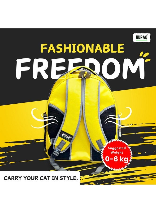 BURAQ Pet Transparent Cat & Small Dog Puppy Kitty Shihtzu Carriers For Breathable Airline Travel Approved Air Ventilation Backpack Size 17 × 13 × 11 Inch (Yellow, Transparent Pet Bag) - Image 3