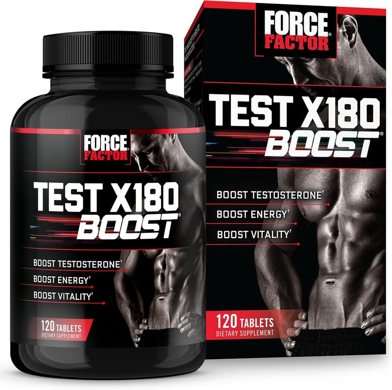 FORCE FACTOR Test X180 Boost 9in1 Testosterone Support for Men 3120mg DAspartic Acid 200mg Boron Fenugreek Tribulus Terrestris  zumXR to Increase Performance Vitality  Stamina 120 Tablets - Image 1