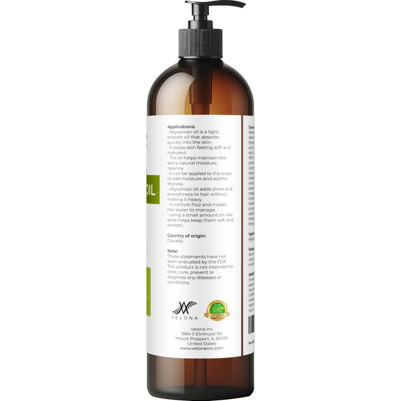 velona Abyssinian Oil 8 Fl Oz | 100% Pure and Natural Carrier Oil | Hair, Body Care | Use Today - Enjoy Results - Image 4