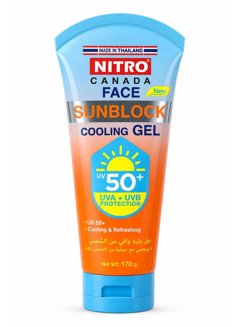NITRO CANADA Face Sunblock Cooling Gel, SPF 50+, UVA/UVB Protection, 170g - Image 1