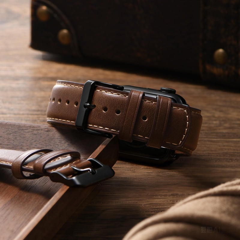 SUNFWR Leather Bands Compatible with Apple Watch Band 42mm(Series 3 2 1) 44mm 45mm 46mm 49mm for Men Women, Top Grain Genuine Leather Replacement Strap for iWatch Ultra 3 2 1, SE3 2 1, Series 11 10 9 8 7 6 5 4 3 2 1 - Image 3