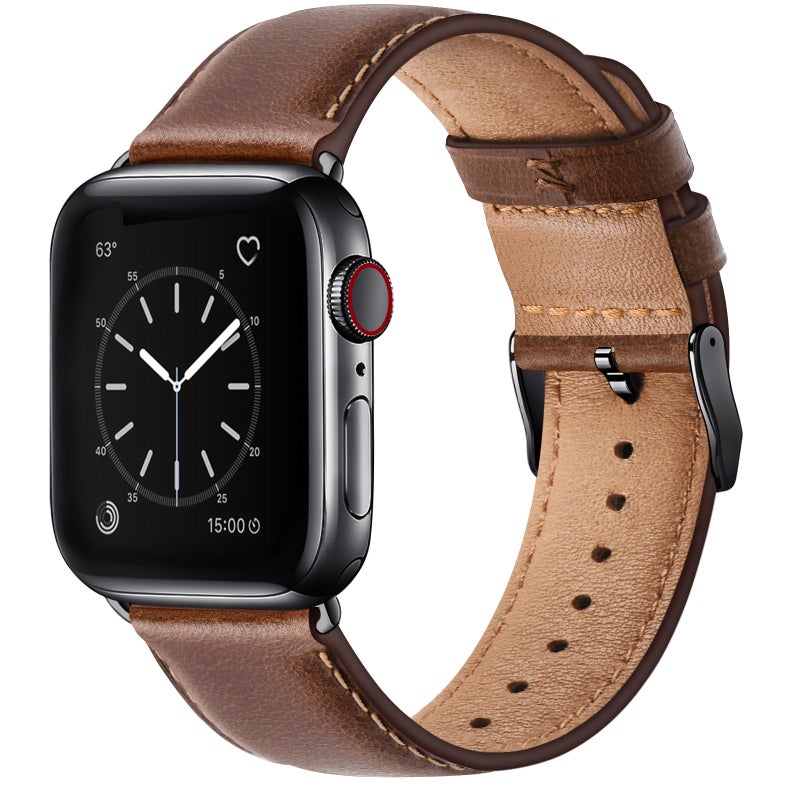 SUNFWR Leather Bands Compatible with Apple Watch Band 42mm(Series 3 2 1) 44mm 45mm 46mm 49mm for Men Women, Top Grain Genuine Leather Replacement Strap for iWatch Ultra 3 2 1, SE3 2 1, Series 11 10 9 8 7 6 5 4 3 2 1 - Image 1