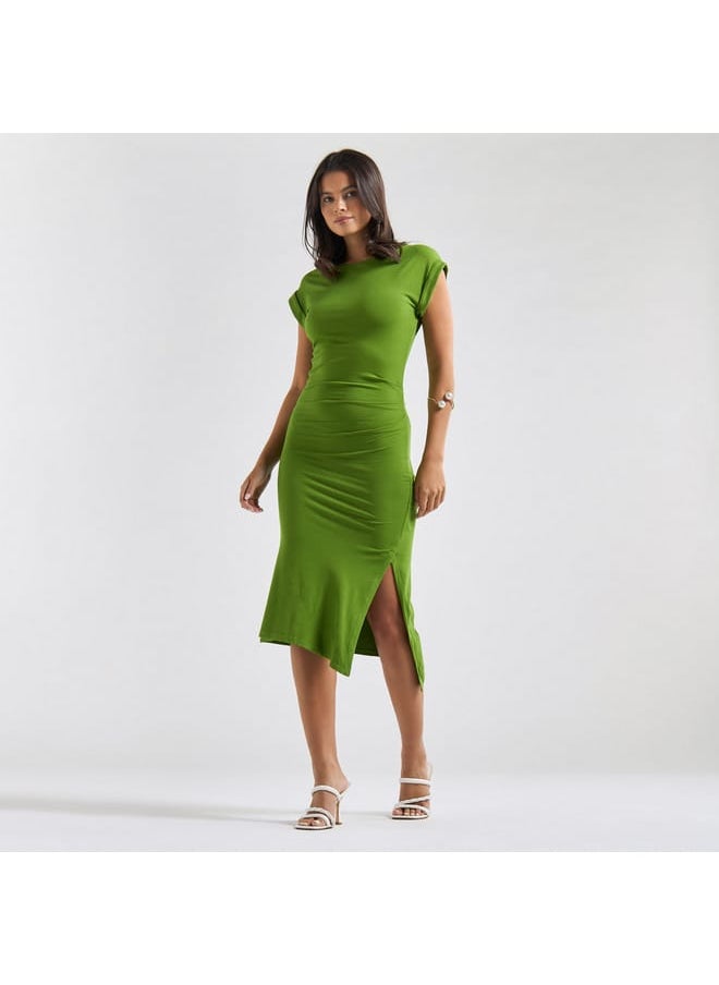 FAV Bodycon Midi Dress with Round Neck and Extended Sleeves  - Image 1