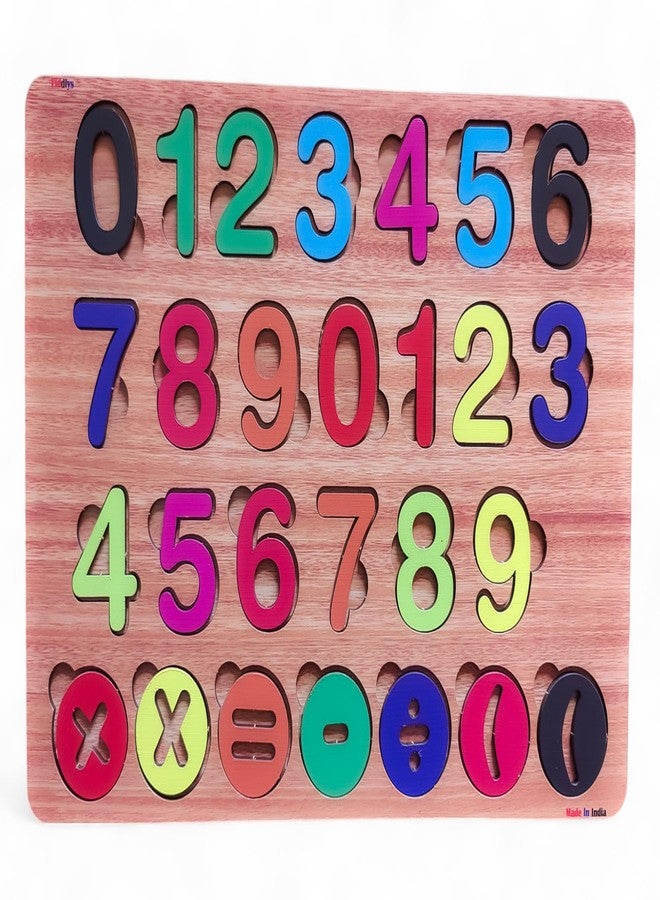 Fiddlys Wooden Educational Jigsaw Puzzles for Toddlers & Preschoolers, Double Layered Wooden Puzzles with Bright Front & Back Print Alphabet Shapes and Numbers Learning, Toy (Number) - Image 1