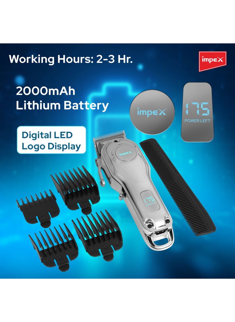 Impex - Professional Hair Clipper Hair Trimmer, Sharp Stainless Steel Blade, Digital LED Display Runtime 2-3 Hours,2 Year Warranty-IHC7 - Image 1