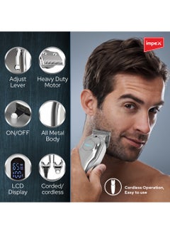 Impex Professional Hair Clipper Hair Trimmer, Sharp Stainless Steel Blade, Digital LED Display Runtime 2-3 Hours,2 Year Warranty-IHC7  - Image 5