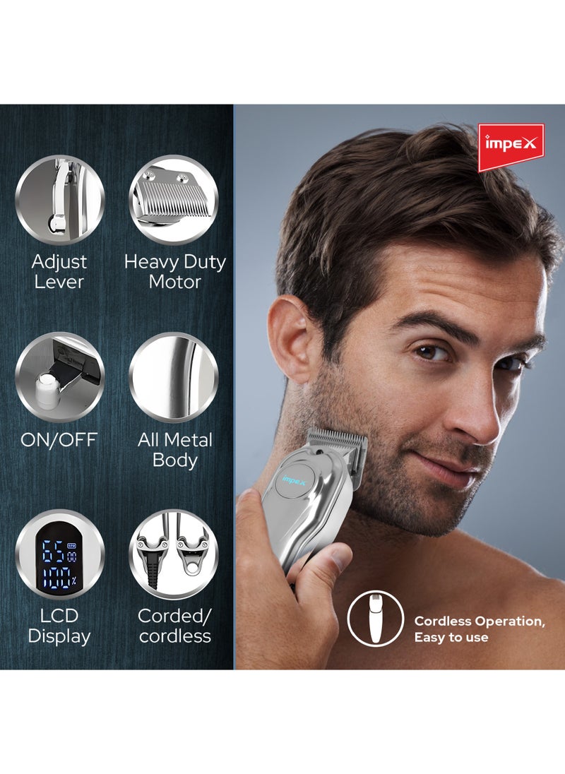 Impex - Professional Hair Clipper Hair Trimmer, Sharp Stainless Steel Blade, Digital LED Display Runtime 2-3 Hours,2 Year Warranty-IHC7 - Image 1