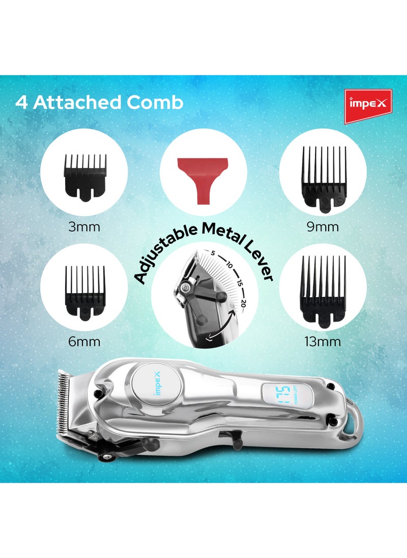 Impex - Professional Hair Clipper Hair Trimmer, Sharp Stainless Steel Blade, Digital LED Display Runtime 2-3 Hours,2 Year Warranty-IHC7 - Image 1