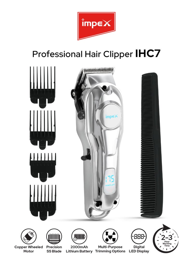 Impex Professional Hair Clipper Hair Trimmer, Sharp Stainless Steel Blade, Digital LED Display Runtime 2-3 Hours,2 Year Warranty-IHC7  - Image 1