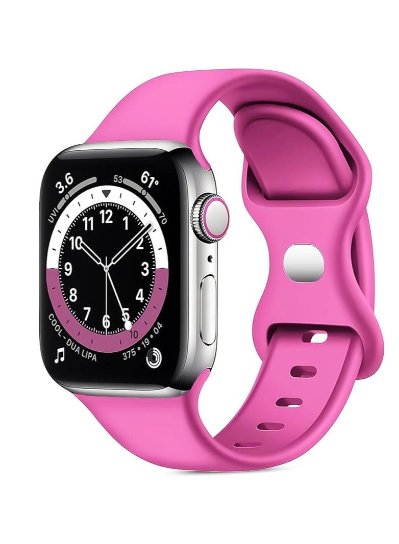 Band For Apple Watch Ultra Bands 49mm 45mm 44mm 42mm, Soft Silicone Wristband Replacement Strap with Classic Clasp for iWatch Series 9 Ultra2 SE 8 7 6 5 4 3 2 1 for Women Men - Image 1