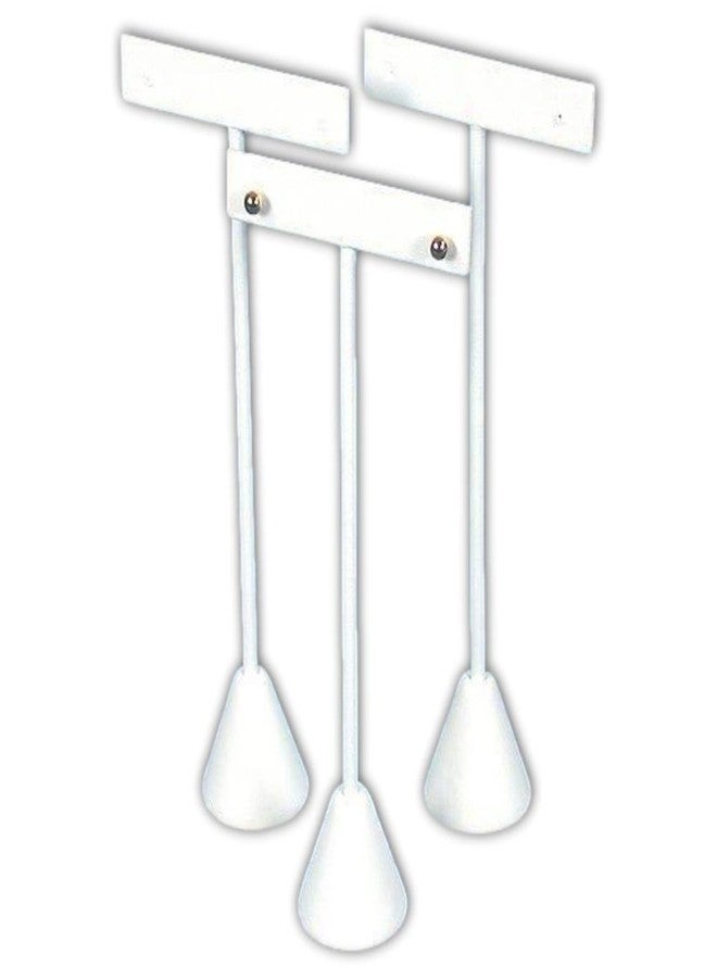 FindingKing 3 Earring T Stand White Leather Showcase Display 6.75"