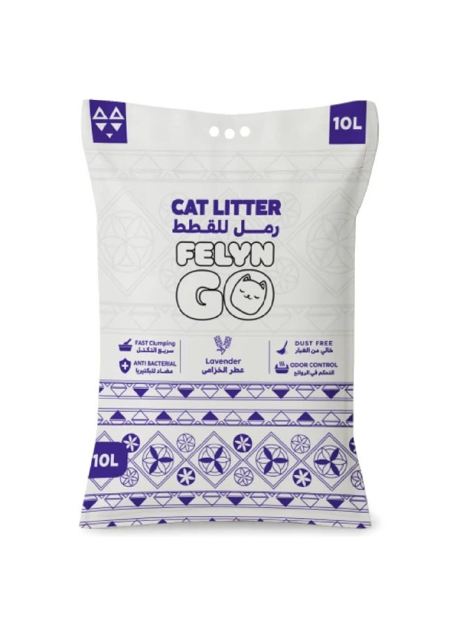 Felyn GO Premium Cat Litter – Lavender Scent – Ultra Fast Clumping, Dust-Free, Antibacterial, Long-Lasting Odor Control, Soft on Paws – 10 Liters