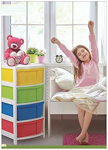 Nikrim Nikrim4 Layer Plastic Modular Basket Drawer Chest Storage Rack System Large Stomo Multi Purpose chest of Trolley Foldable drawers AntiSlip Shoes organizers Box Multicolour layer drawer 4 Layer  - Image 3