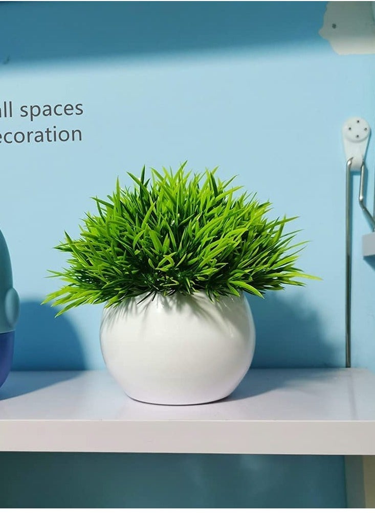 Generic Mini Artificial Potted Plants Fake Plants Plastic Green Grass Small Faux Plant Artificial Plants in Pots for Home Decor Indoor Tabletop Decor  - Image 4