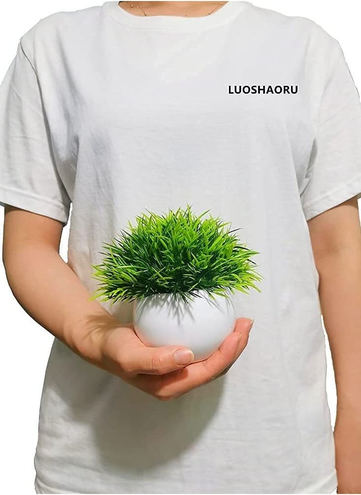 Generic Mini Artificial Potted Plants Fake Plants Plastic Green Grass Small Faux Plant Artificial Plants in Pots for Home Decor Indoor Tabletop Decor  - Image 3