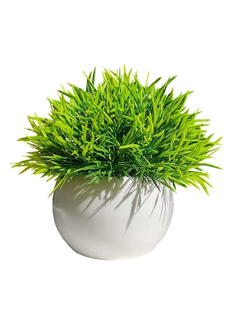 Generic Mini Artificial Potted Plants Fake Plants Plastic Green Grass Small Faux Plant Artificial Plants in Pots for Home Decor Indoor Tabletop Decor  - Image 1
