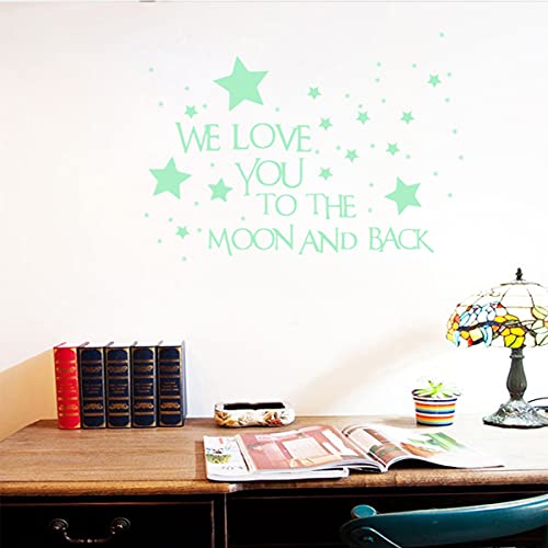 Homics Nursery Wall Decals Glowing Words Stickers - WE Love You to The Moon and Back - Words Glow in The Dark with Stars Around Wallpaper for Kids Bedroom Ceiling - Image 5
