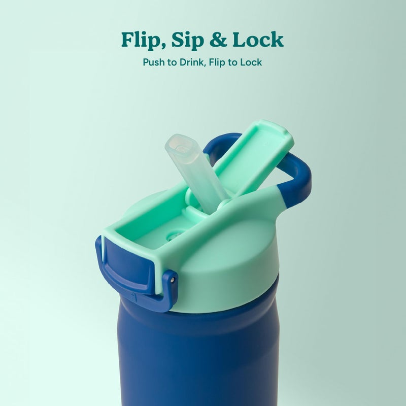 Reduce Hydrate Pro Kids 14oz Stainless Steel Insulated Water Bottle w/Straw â€“ Spill Proof Tumbler for Kids â€“ 30 Hour Cold Retention â€“ Dishwasher Safe Leak-Proof Design - Nautical Mist - Image 5